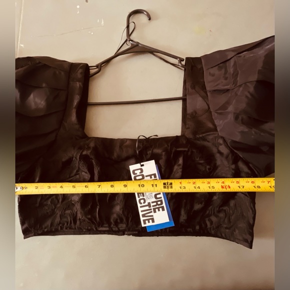 🖤Puff Short Sleeve Organza Cropped Blouse - Future Collective™ Womens Size 14🖤 - Picture 5 of 15